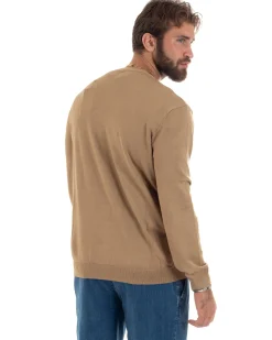 Cardigan Maglia Sottile Scollo a V Basic Beige M2952A