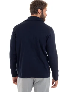 Cardigan uomo doppiopetto giacca bottoni metallo maglia links cotone blu GIOSAL-M2989A