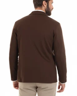 Cardigan uomo doppiopetto giacca bottoni metallo maglia links cotone casual marrone GIOSAL-M3087A