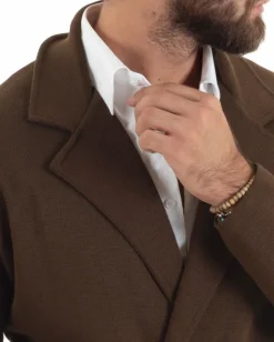 Cardigan uomo doppiopetto giacca bottoni metallo maglia links cotone casual marrone GIOSAL-M3087A