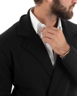 Cardigan uomo doppiopetto giacca bottoni metallo maglia links cotone casual nero GIOSAL-M2987A