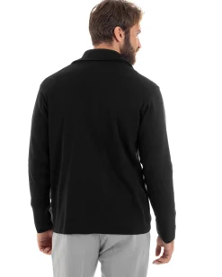 Cardigan uomo doppiopetto giacca con bottoni in metallo maglia links nero GIOSAL-M2894A