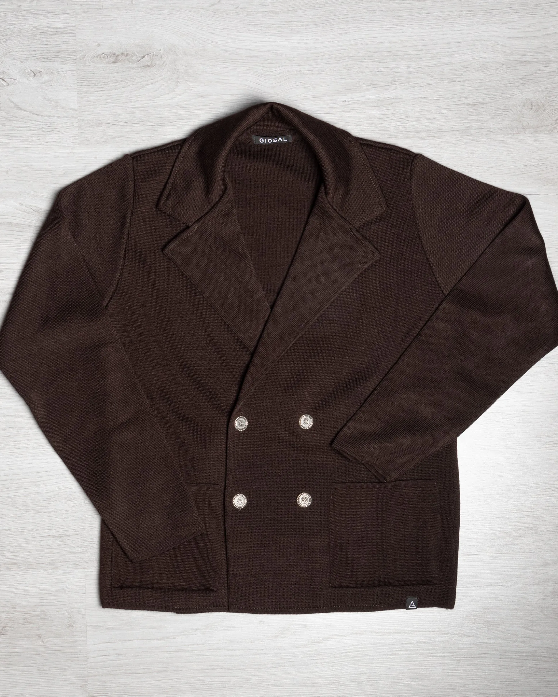 Cardigan uomo doppiopetto giacca bottoni metallo maglia links marrone GIOSAL-M2896A