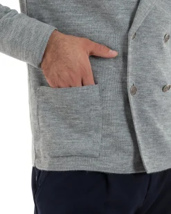 Cardigan uomo doppiopetto giacca bottoni metallo maglia links grigio GIOSAL-M2895A