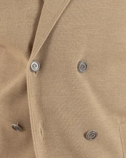 Cardigan uomo doppiopetto giacca bottoni metallo maglia links beige GIOSAL-M2893A