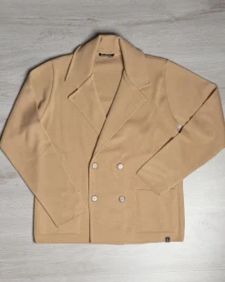 Cardigan uomo doppiopetto giacca bottoni metallo maglia links beige GIOSAL-M2893A
