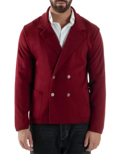 Cardigan uomo doppiopetto giacca bottoni metallo maglia links bordeaux GIOSAL-M3041A