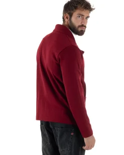 Cardigan uomo doppiopetto giacca bottoni metallo maglia links bordeaux GIOSAL-M3041A