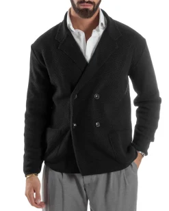 Cardigan Uomo Doppiopetto Maglia Links Nero Over-D OC1F2W5M28