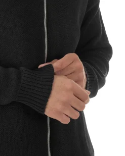 Cardigan uomo filo maglia colletto full zip spalle scese nero GIOSAL-M3095A