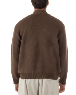 Cardigan uomo filo scollo v maglia cropped con bottoni boxy fit marrone GIOSAL-M3092A