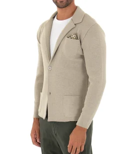 Cardigan uomo giacca con bottoni maglia cotone casual beige GIOSAL-M2667A