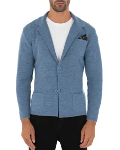Cardigan uomo giacca con bottoni maglia cotone casual blu jeans GIOSAL-M2826A