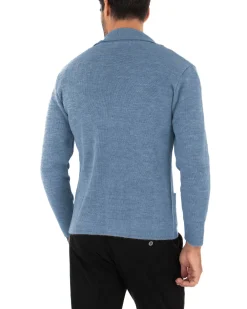 Cardigan uomo giacca con bottoni maglia cotone casual blu jeans GIOSAL-M2826A