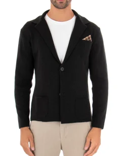 Cardigan uomo giacca con bottoni maglia cotone casual nero GIOSAL-M2663A