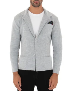 Cardigan uomo giacca con bottoni maglia cotone casual grigio GIOSAL-M2662A