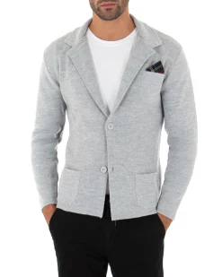 Cardigan uomo giacca con bottoni maglia cotone casual grigio GIOSAL-M2662A