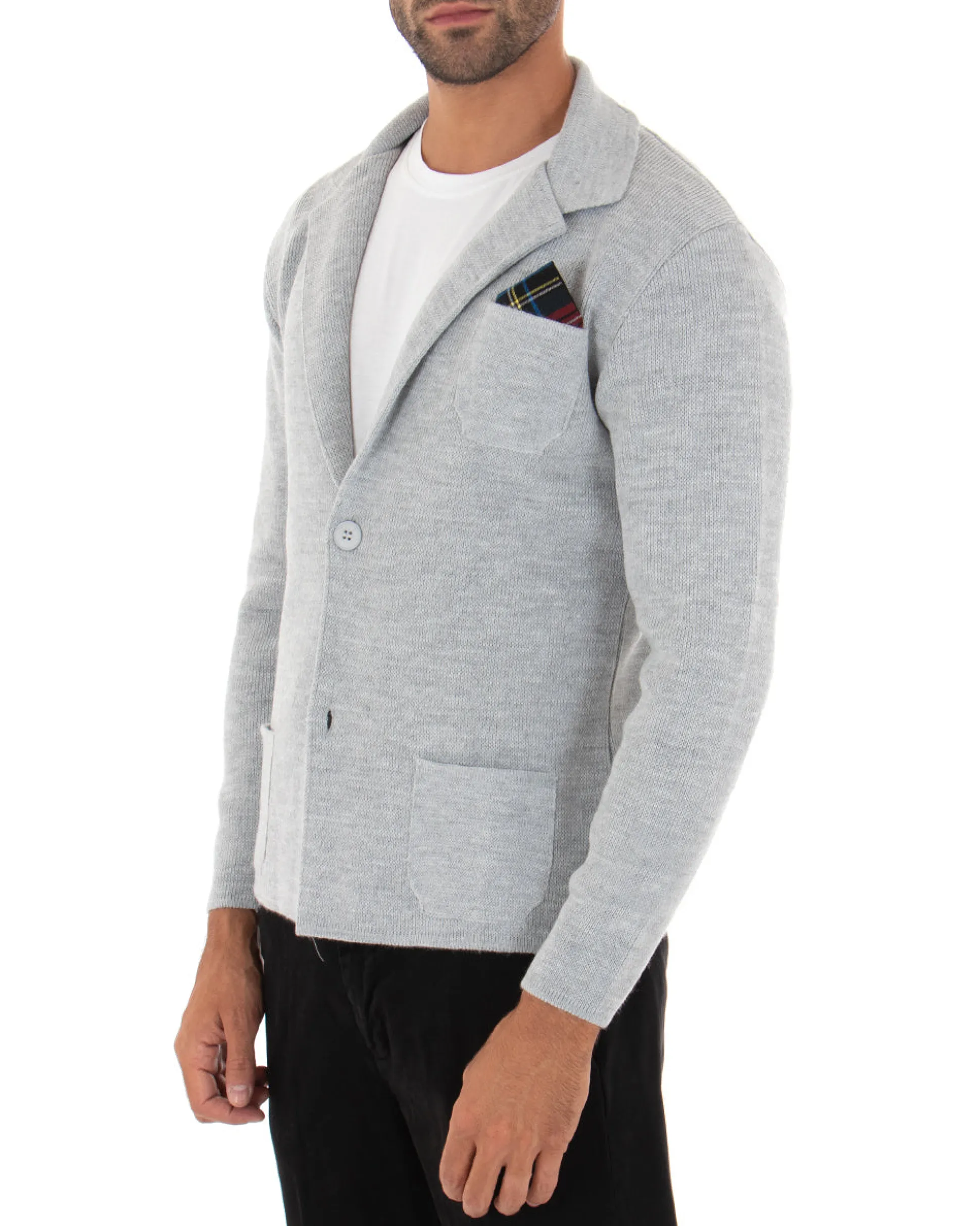 Cardigan uomo giacca con bottoni maglia cotone casual grigio GIOSAL-M2662A