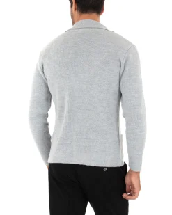 Cardigan uomo giacca con bottoni maglia cotone casual grigio GIOSAL-M2662A