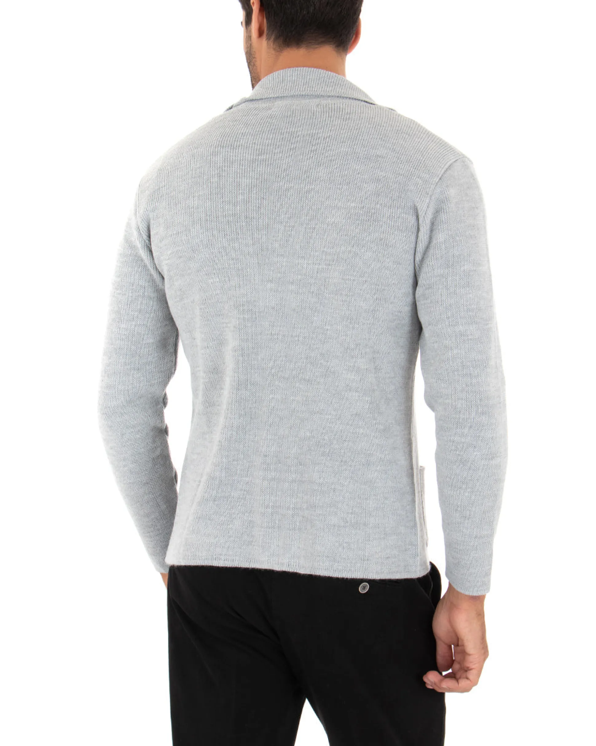 Cardigan uomo giacca con bottoni maglia cotone casual grigio GIOSAL-M2662A