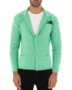 Cardigan uomo giacca con bottoni maglia cotone casual verde acqua GIOSAL-M2823A