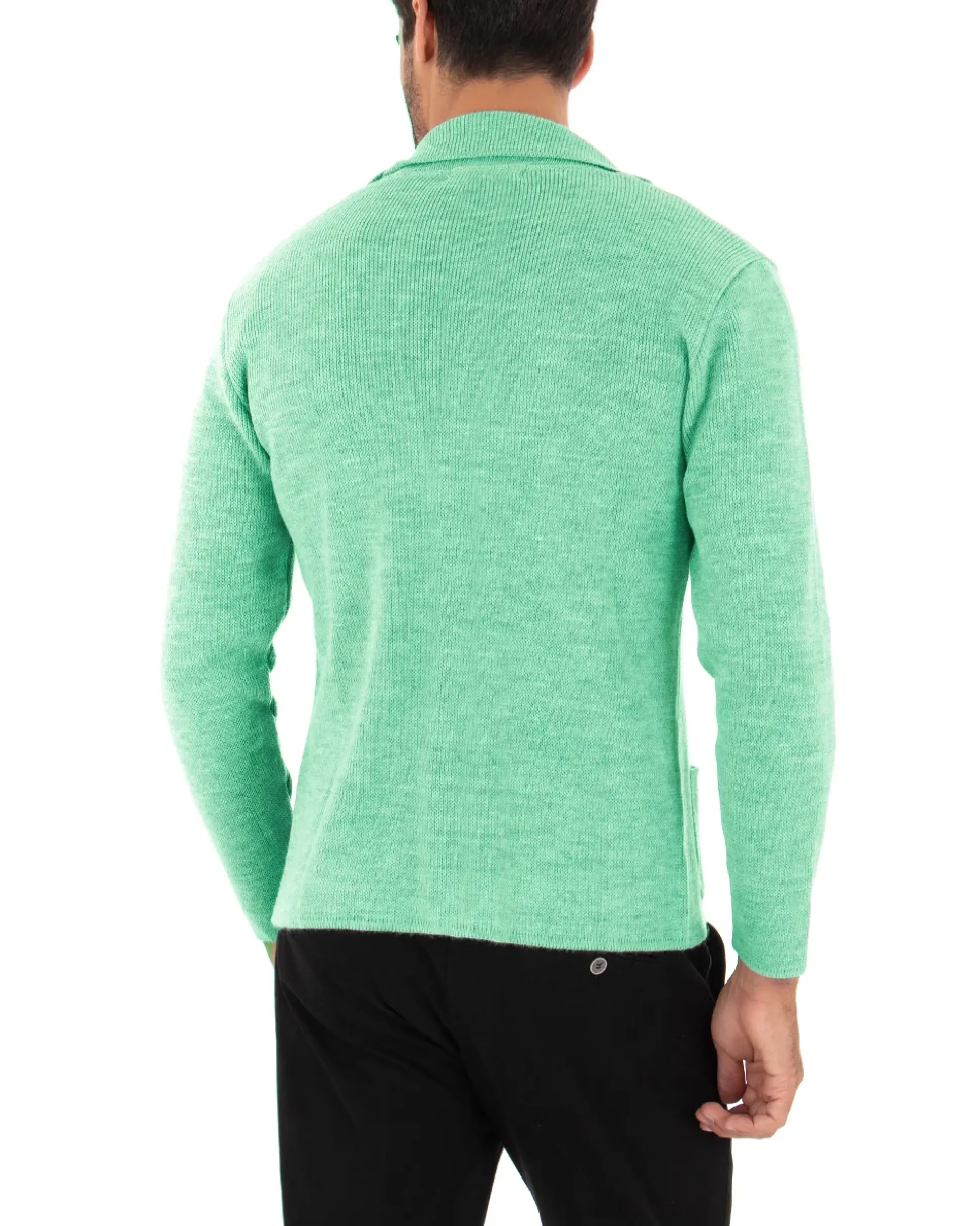 Cardigan uomo giacca con bottoni maglia cotone casual verde acqua GIOSAL-M2823A