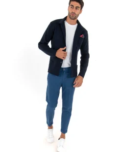Cardigan uomo giacca con bottoni maglia cotone casual blu GIOSAL-M2664A