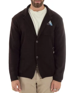 Cardigan uomo giacca con bottoni maglia casual marrone GIOSAL-M2873A