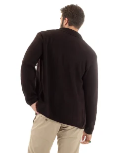 Cardigan uomo giacca con bottoni maglia casual marrone GIOSAL-M2873A
