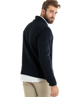 Cardigan uomo giacca con bottoni maglia casual nero GIOSAL-M2766A