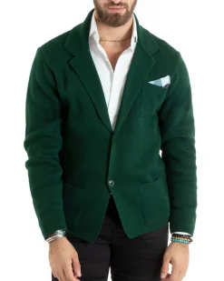 Cardigan uomo giacca con bottoni maglia casual verde GIOSAL-M2769A