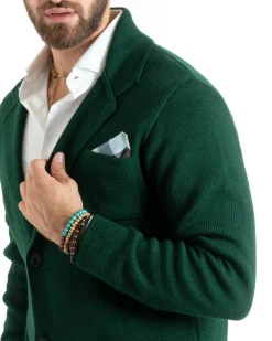 Cardigan uomo giacca con bottoni maglia casual verde GIOSAL-M2769A