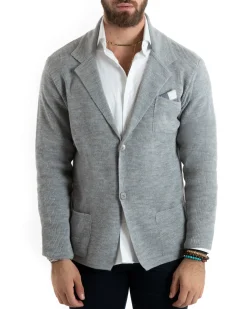 Cardigan uomo giacca con bottoni maglia casual grigio GIOSAL-M2765A