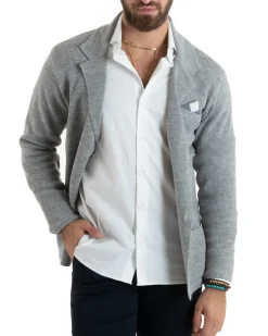 Cardigan uomo giacca con bottoni maglia casual grigio GIOSAL-M2765A