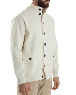 Cardigan Uomo Maglia Con Collo Bottoni Giacca Panna Over-D OE1F2W5M91