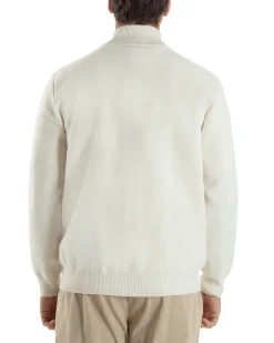 Cardigan Uomo Maglia Con Collo Bottoni Giacca Panna Over-D OE1F2W5M91