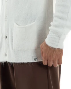 Cardigan Uomo Maglione Lana Relaxed Fit Basic Bianco BERNA M252038