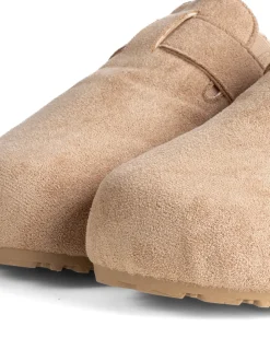 Ciabatte mule uomo camoscio con fibbia in metallo beige GIOSAL-S1316A