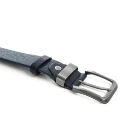 Cintura Uomo Cinta con Fibbia in Metallo Regolabile Blu Ecopelle Martellata GIOSAL-A2066A