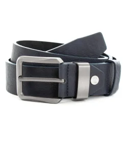 Cintura Uomo Cinta con Fibbia in Metallo Regolabile Blu Ecopelle Martellata GIOSAL-A2066A