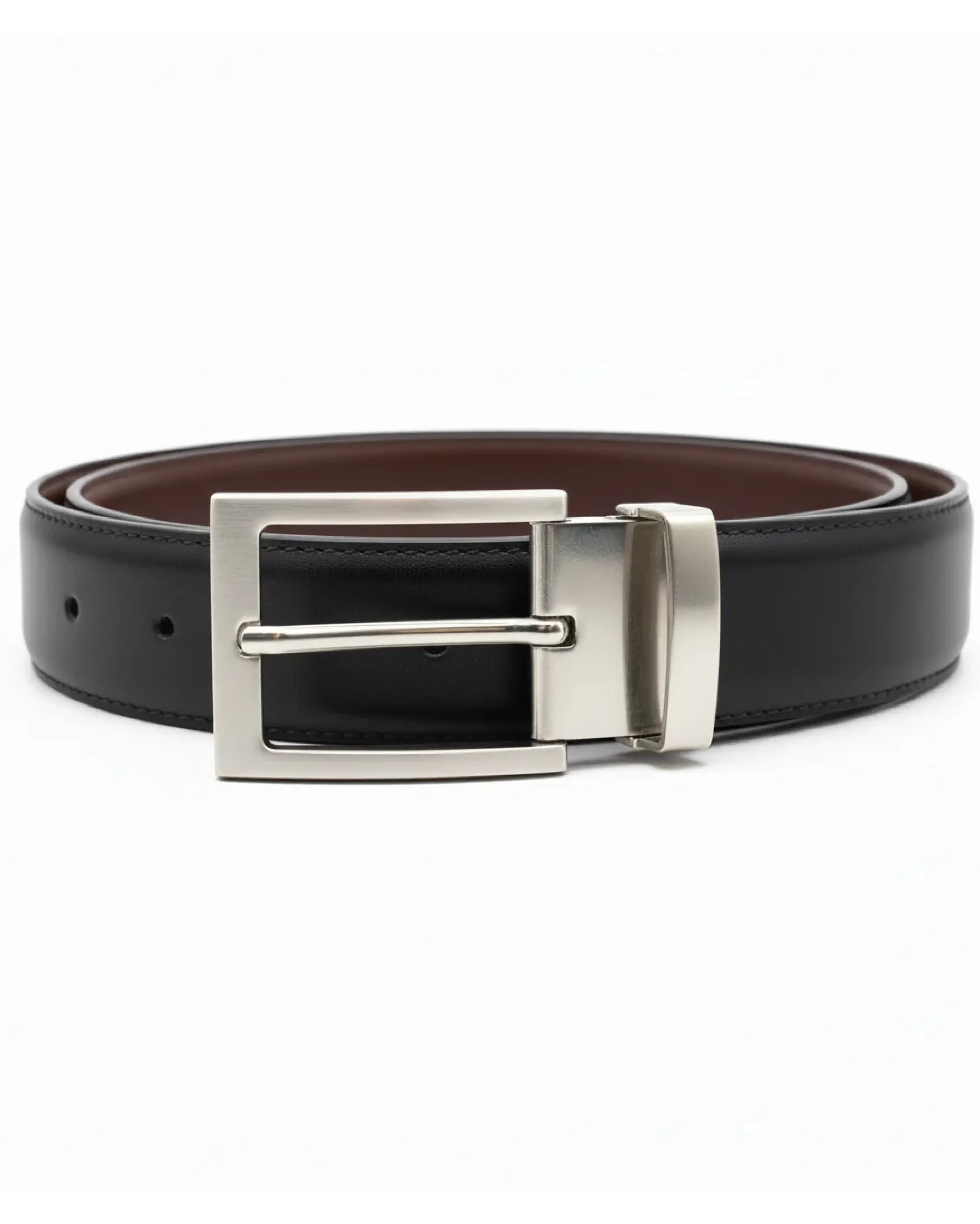 Cintura uomo larga cinta fibbia in metallo regolabile double-face nero marrone ecopelle martellata GIOSAL-A2134A