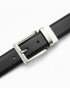 Cintura uomo larga cinta fibbia in metallo regolabile double-face nero marrone ecopelle martellata GIOSAL-A2134A