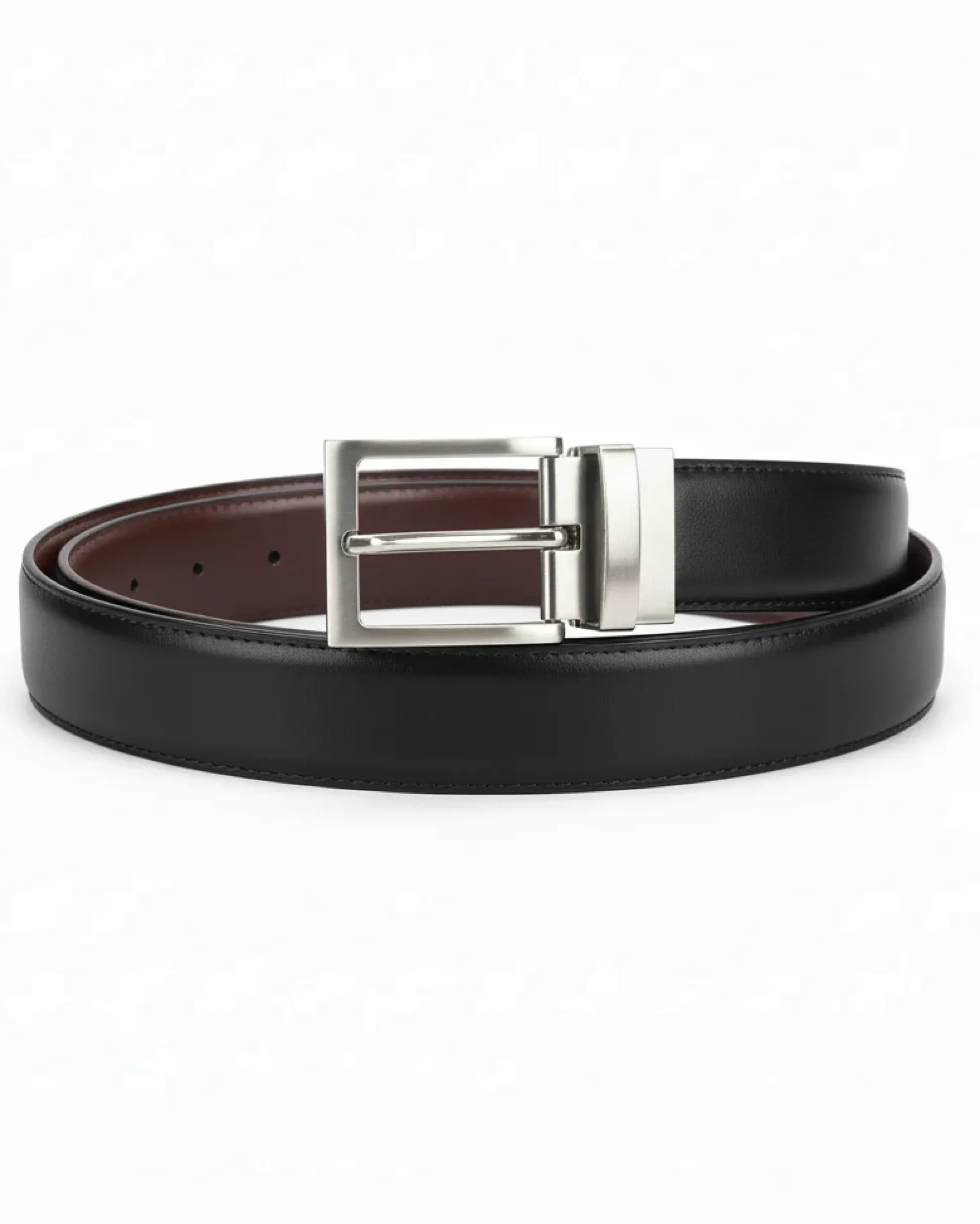 Cintura uomo larga cinta fibbia in metallo regolabile double-face nero marrone ecopelle martellata GIOSAL-A2134A