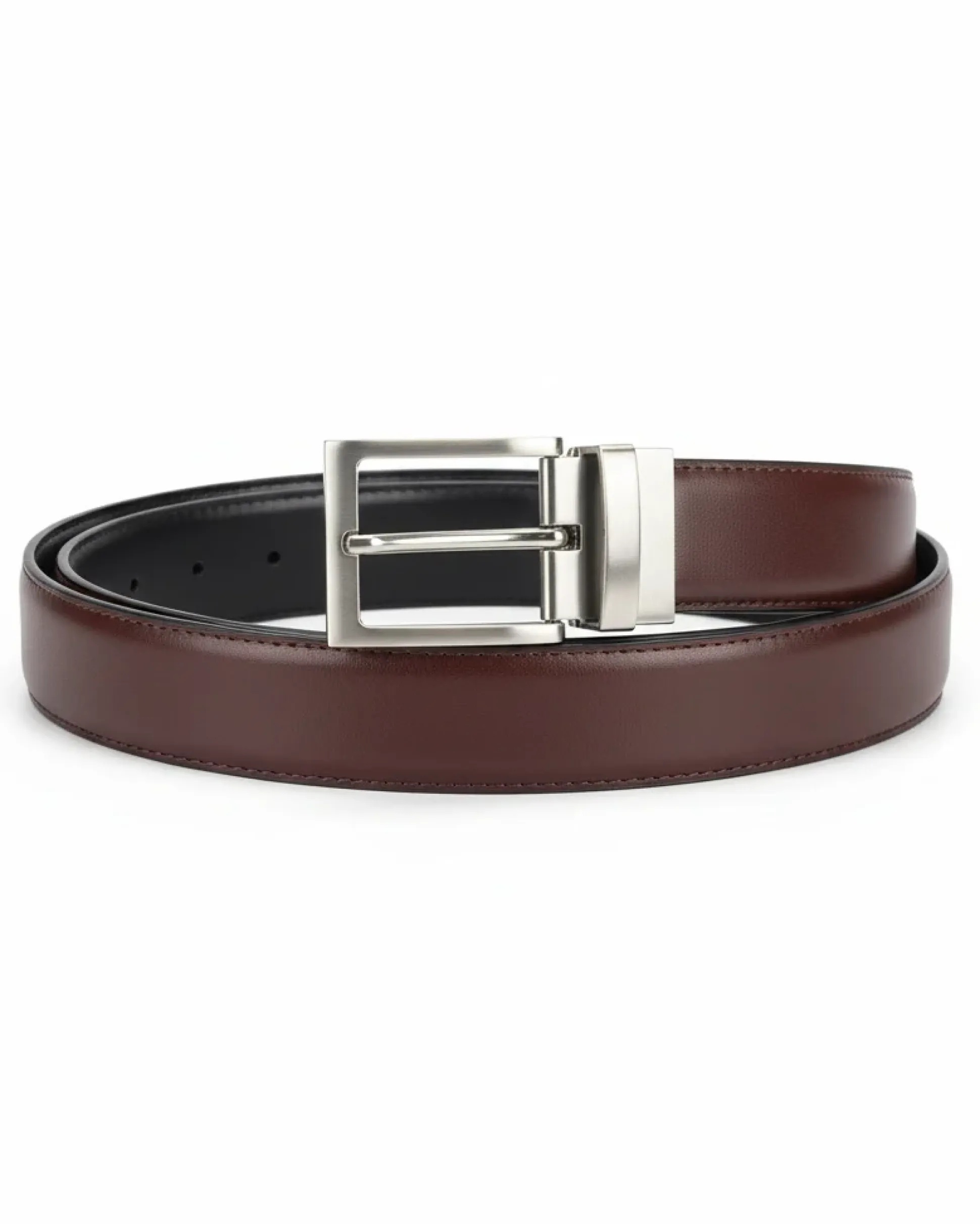 Cintura uomo larga cinta fibbia in metallo regolabile double-face nero marrone ecopelle martellata GIOSAL-A2134A