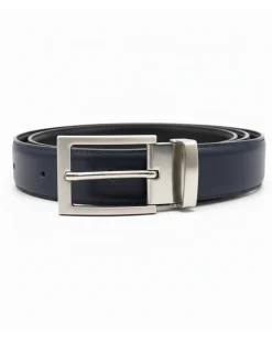 Cintura uomo larga cinta fibbia in metallo regolabile double-face nero blu ecopelle martellata GIOSAL-A2135A