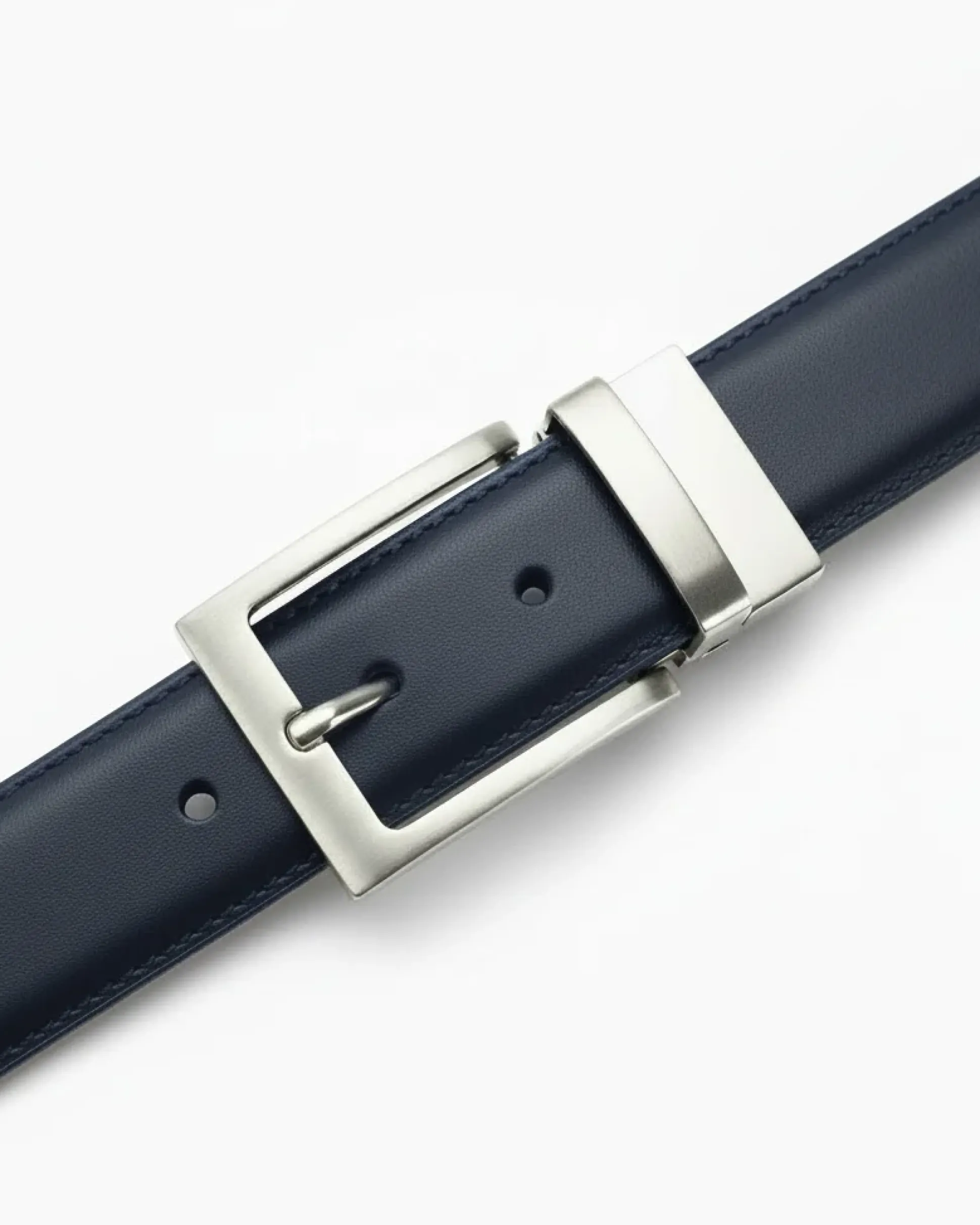 Cintura uomo larga cinta fibbia in metallo regolabile double-face nero blu ecopelle martellata GIOSAL-A2135A