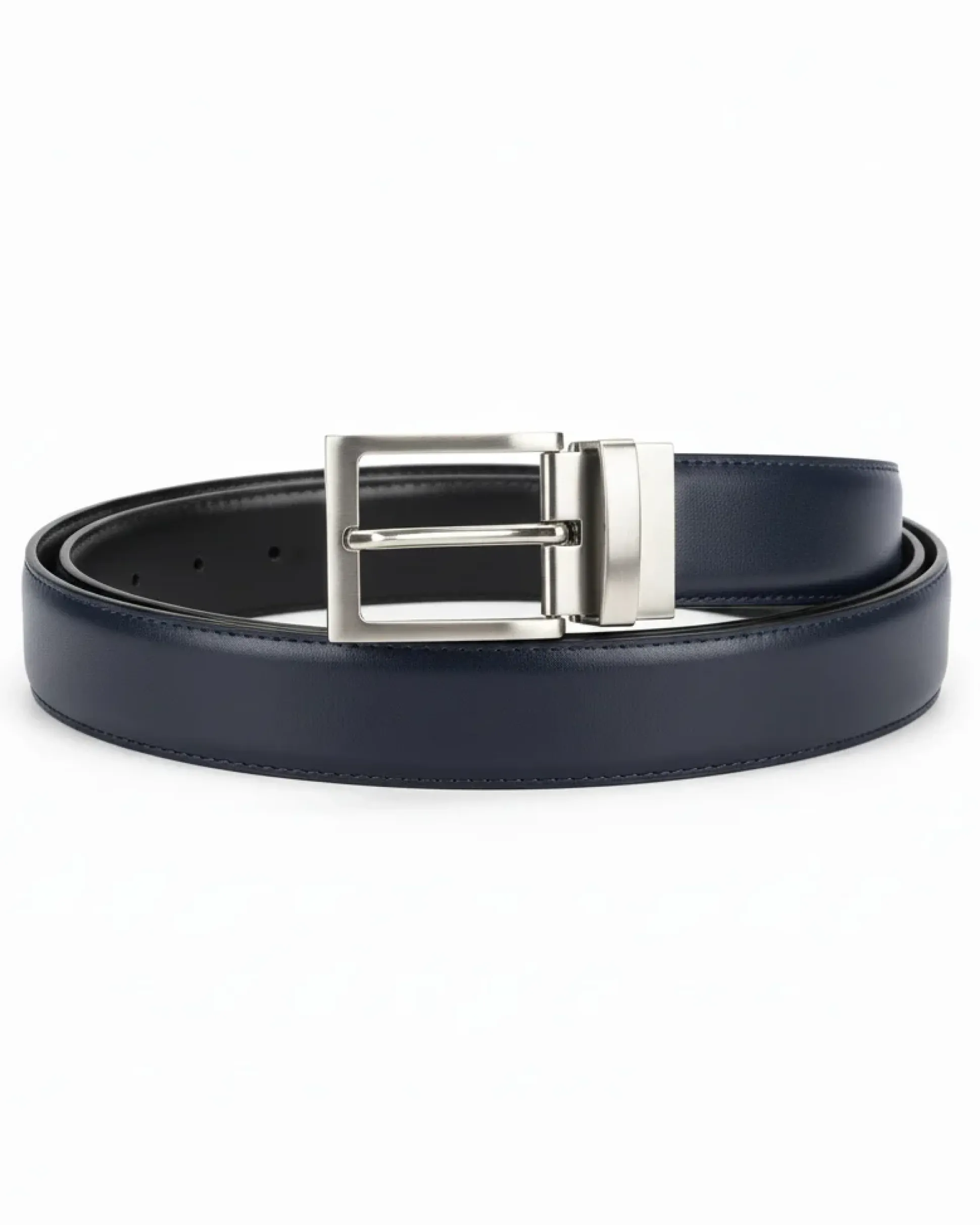 Cintura uomo larga cinta fibbia in metallo regolabile double-face nero blu ecopelle martellata GIOSAL-A2135A