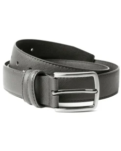 Cintura Uomo Larga Cinta Fibbia in Metallo Regolabile Ecopelle Texture Saffiano Grigio GIOSAL-A2129A