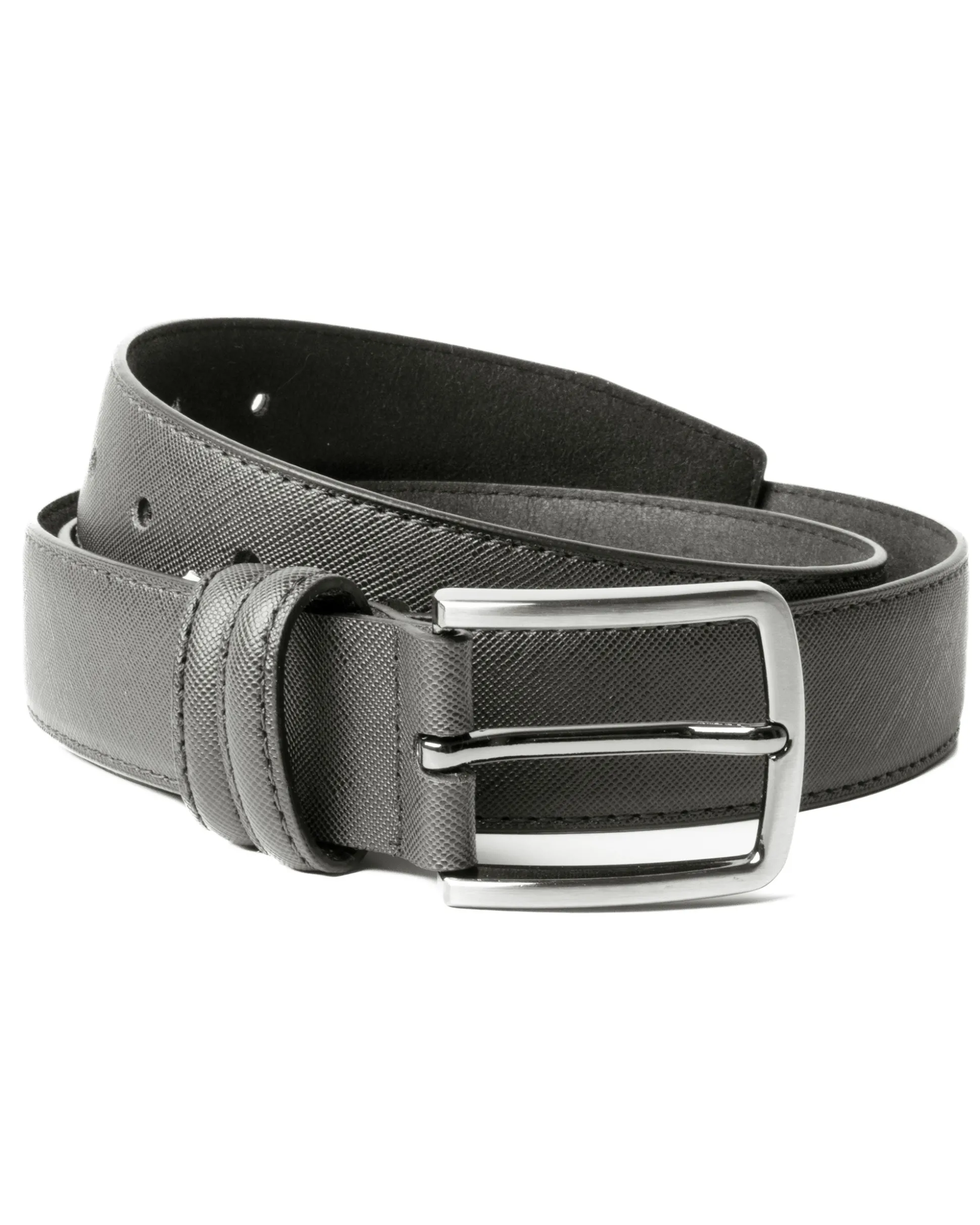 Cintura Uomo Larga Cinta Fibbia in Metallo Regolabile Ecopelle Texture Saffiano Grigio GIOSAL-A2129A