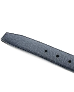 Cintura Uomo Larga Cinta Fibbia in Metallo Regolabile Ecopelle Texture Saffiano Blu GIOSAL-A2127A